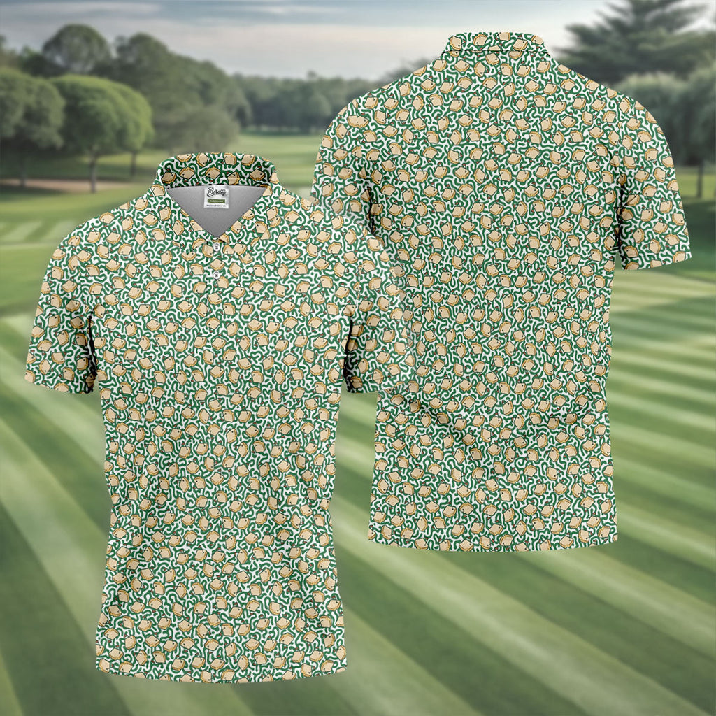 Sandwich Golf Course Seamless Pattern Performance Golf Shirt, Golf Tops For Men, Golf Shirts For Men