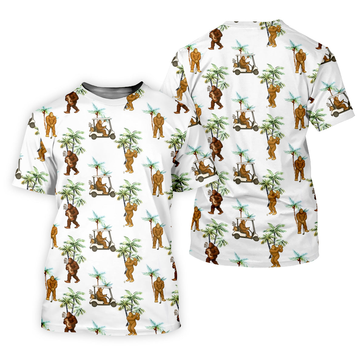 Funny Bigfoot Golf Hawaiian Shirt, Tropical Golf Shirts, Ladies Sleeveless Polo, Golfing Apparel