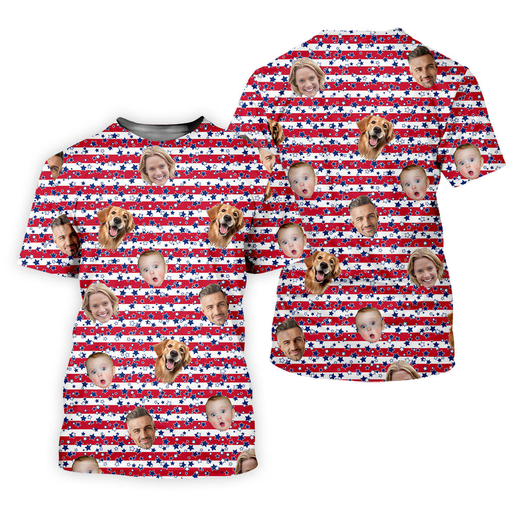 American Flag Golf Shirts, Custom Shirts With Faces, Men's Golf Polo Shirt, Men's 4th Of July Shirts