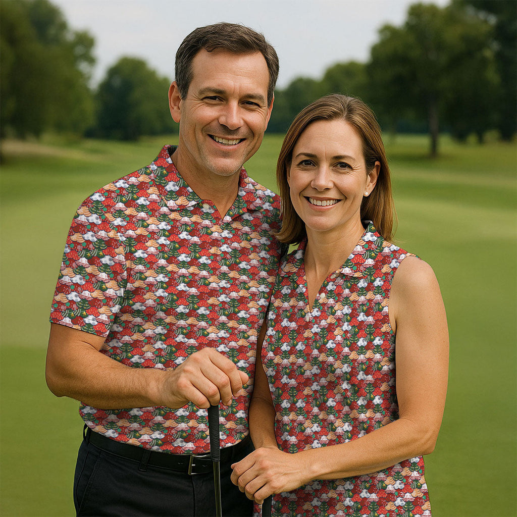 Fun Christmas Colorful Shirts For Men, Naughty Christmas Golf Shirt, Polo ShirtFor Men, Golfing Apparel