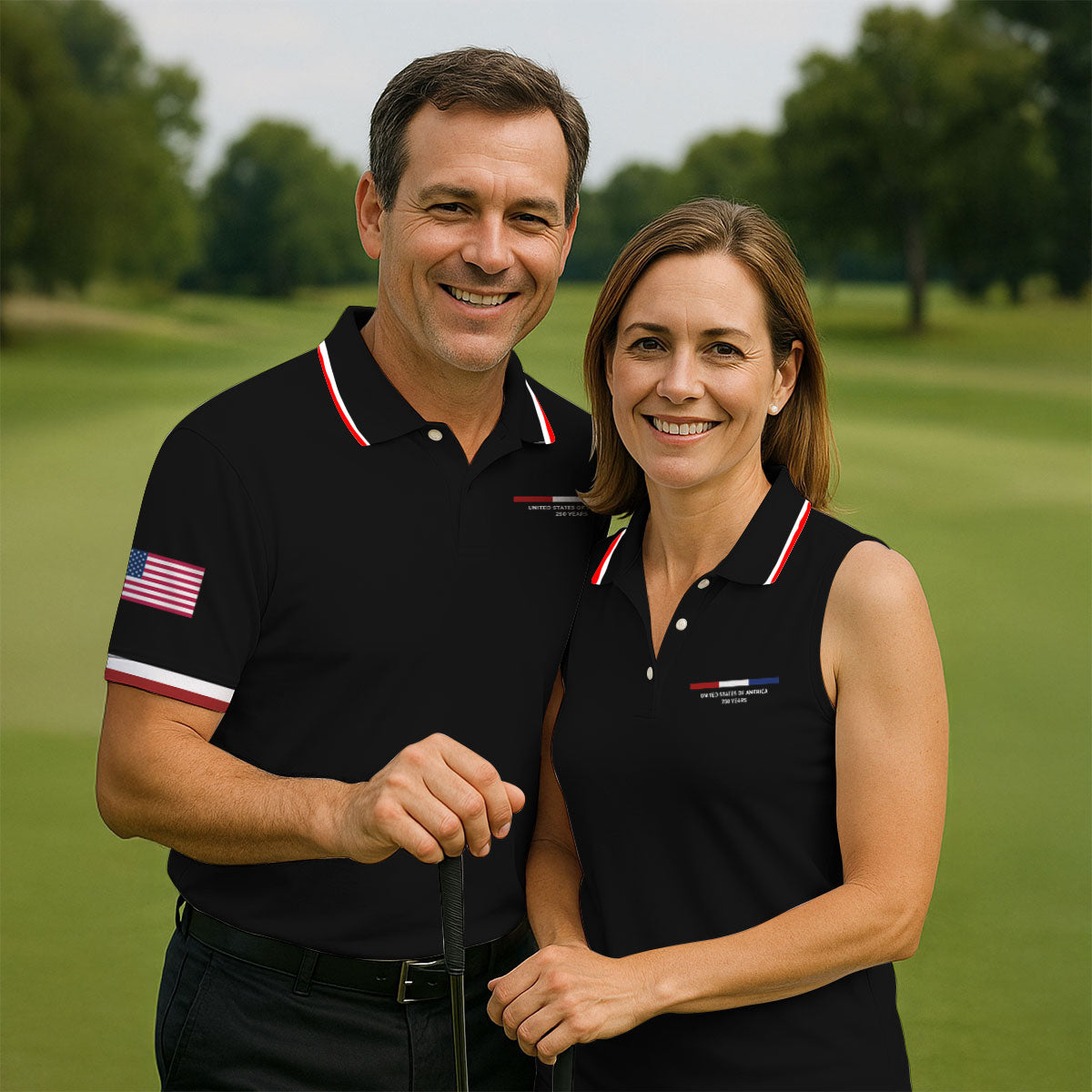 United States Of America 250 Years Black Golf Shirt, Patriotic Golf Shirt, Golf Shirts For Men