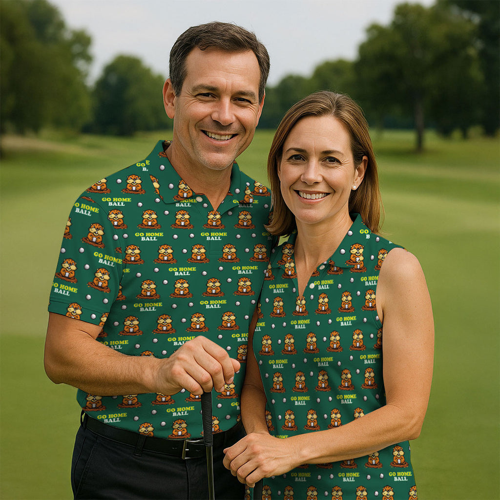 Go Home Ball Funny Groundhog Men's Golf Polo Shirts, Golf Shirts For Men, Polo Shirts For Men