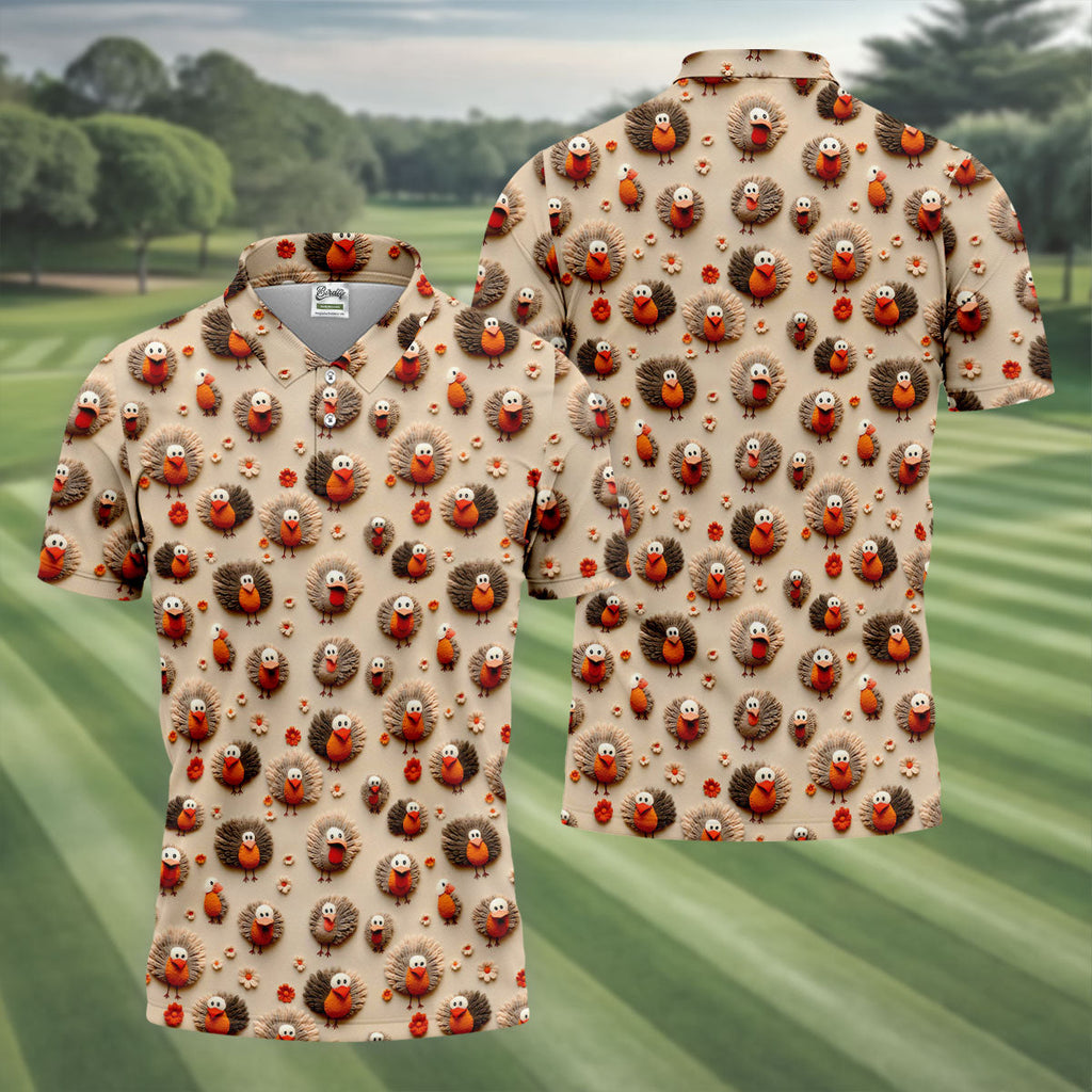 Little Turkey Thanksgiving Golf Tops For Men, Fun Golf Shirts For Men, Polo Shirts For Men, Golf Gift For Men