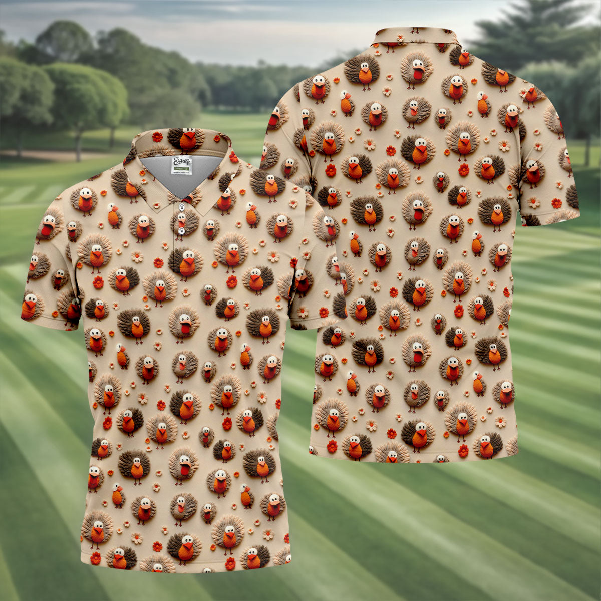 Little Turkey Thanksgiving Golf Tops For Men, Fun Golf Shirts For Men, Polo Shirts For Men, Golf Gift For Men