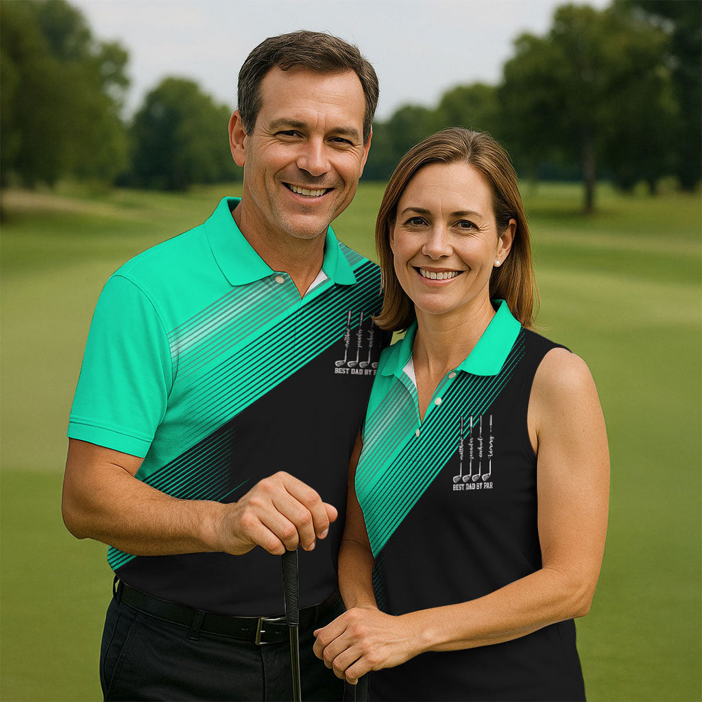 Best Dad By Par Diagonal Striped Father's Day Golf Shirt, Golf Gift For Dad, Polo Shirts For Men