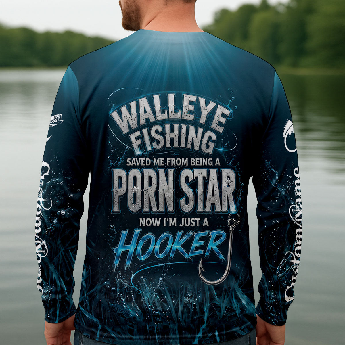 Walleye Fishing Saved Me Now I'm A Hooker UPF Shirt, Mens Fishing Shirt, Fishing Shirts