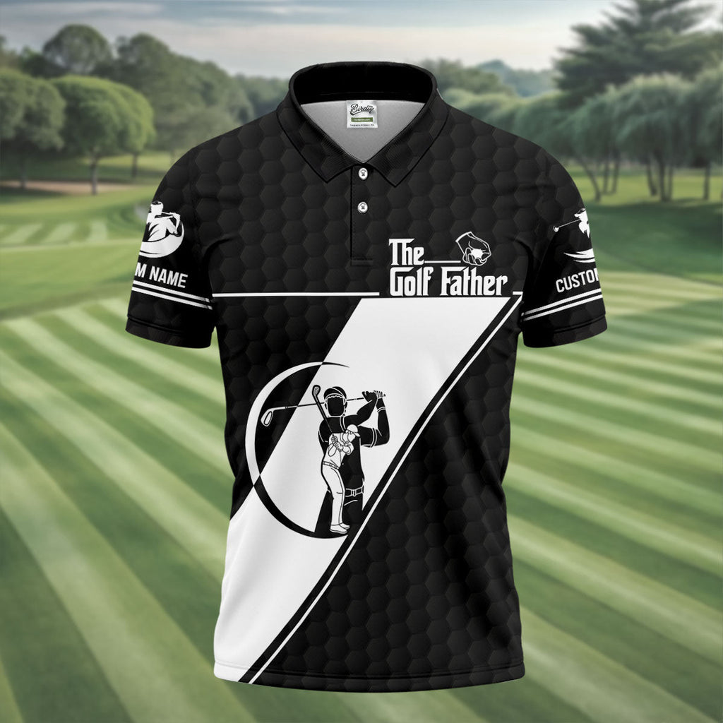 The Golf Father Golf Ball Pattern Father's Day Golf Shirt, Golf Gift For Dad, Polo ShirtFor Men