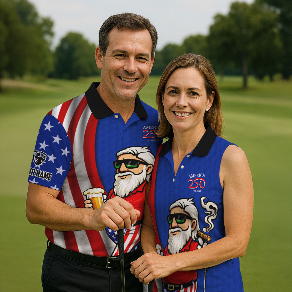 America 250 Patriotic Man 4th Of July Navy Golf Shirt, Golf And Beer Golf Shirts For Men