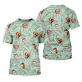 Tropical Leaf Pattern Mens Hawaiian Golf Shirts, Custom Team Shirt, Green Polo Shirt, Best Gifts For Men Golfers