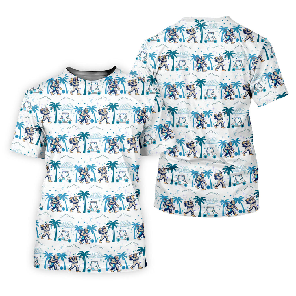 Funny Tropical Golf Cart Bigfoot Golf Shirt, Fun Golf Shirts For Men, Golf Accessories For Men
