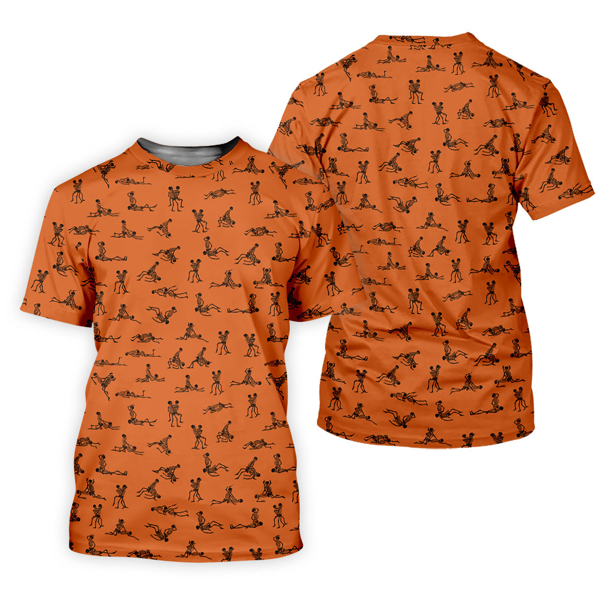 Orange And White Funny Skeleton Couple Golf Shirt, Halloween Gift Idea, Ladies Golf Shirts