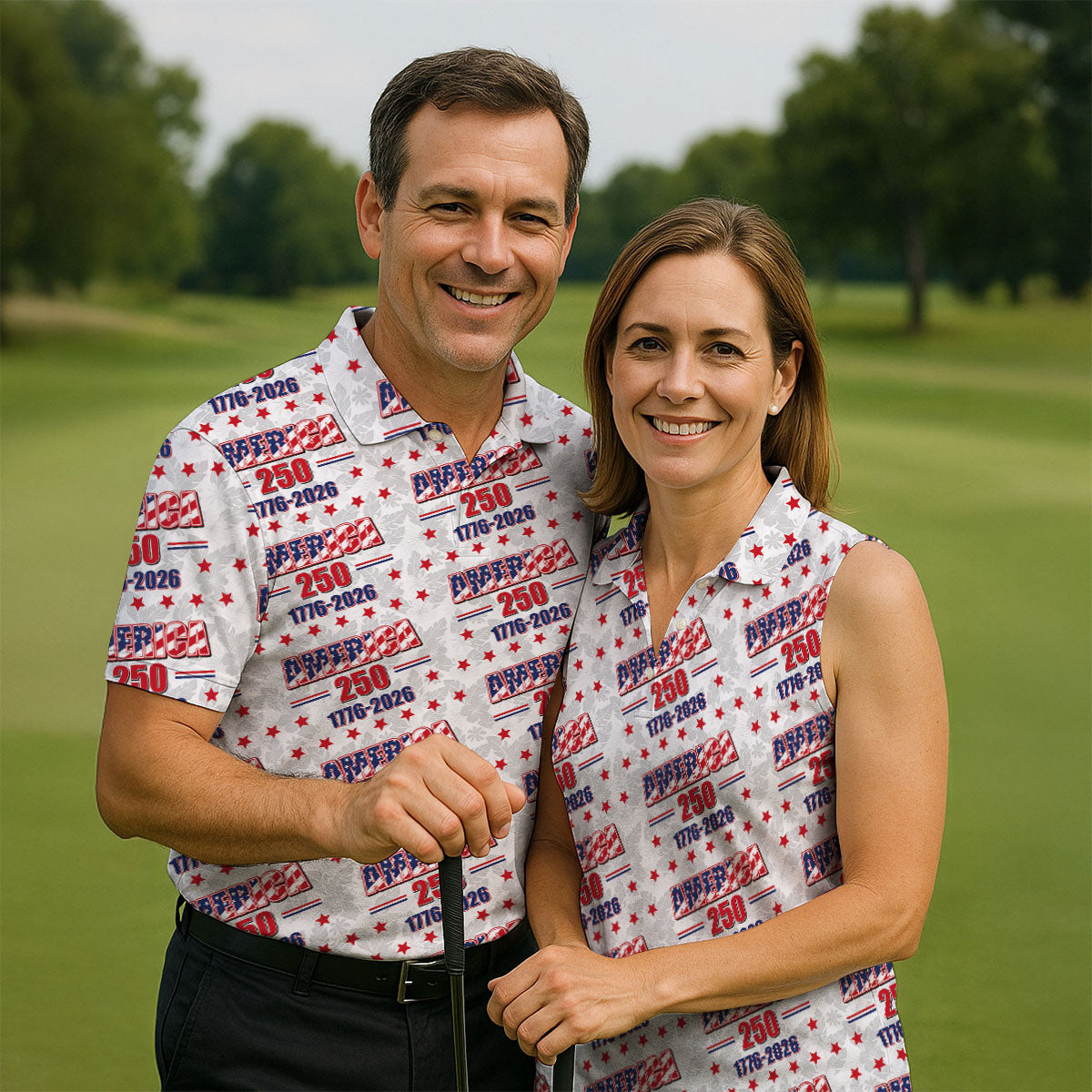 America 250 Tropical Floral 4th Of July Golf Shirt, Patriotic Golf Shirt, Golf Shirts For Men