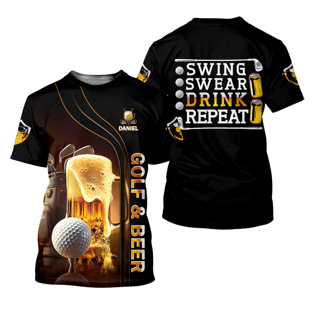 Swing Swear Drink Repeat Funny Golf Polo Shirt, Mens Golf Gift, Golf Lover Gift