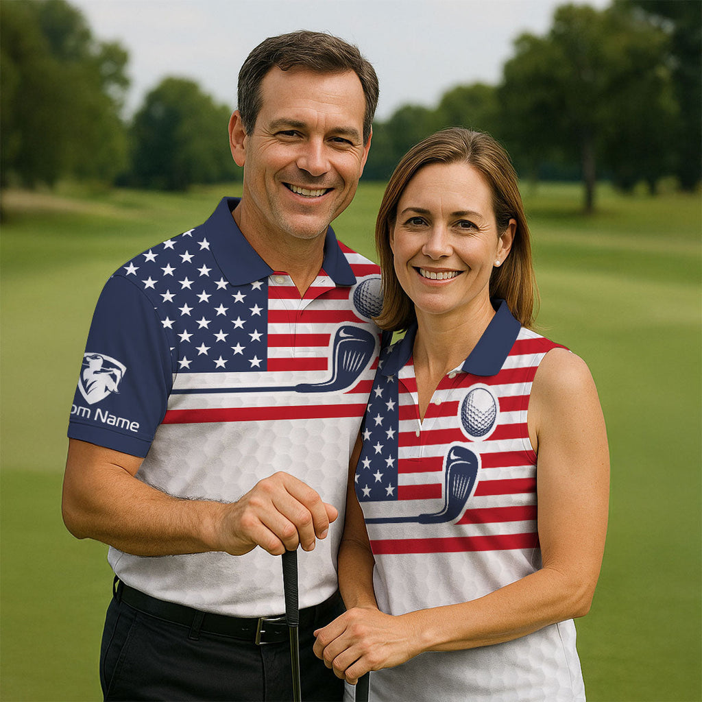 250 Years Of Freedom Golf Ball Pattern Golf Tops For Men, Patriotic 4th Of July Golf Shirts For Men