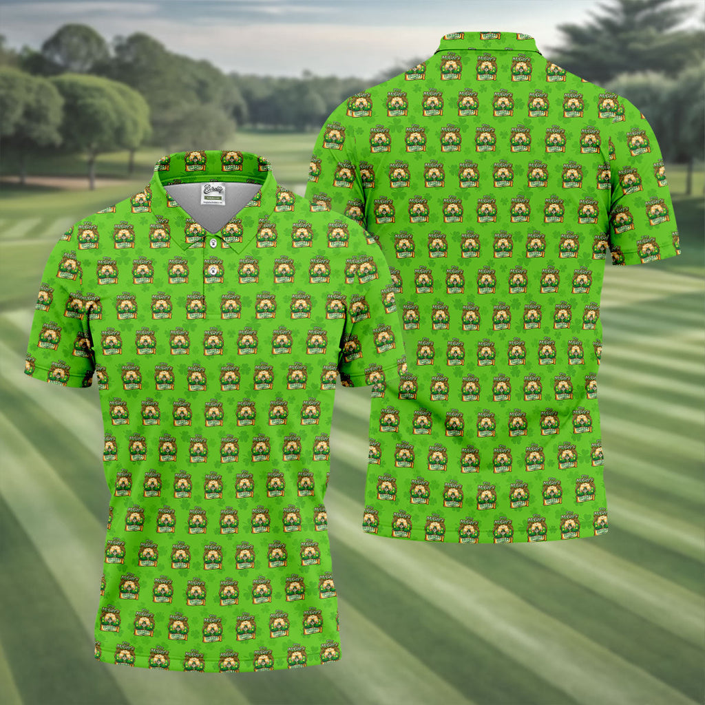 Green St Patrick's Day Funny Adult Shamrock Golf Shirt, Polo Shirts For Men, Golf Shirts For Men