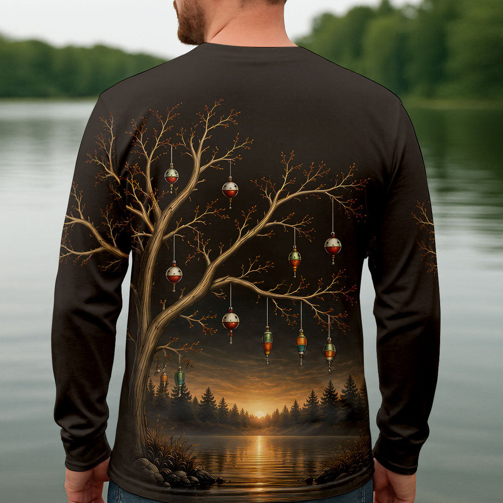 Bobber Season Halloween Cat UPF Fishing Shirt, Fishing Shirts For Men, Long Sleeve Shirt