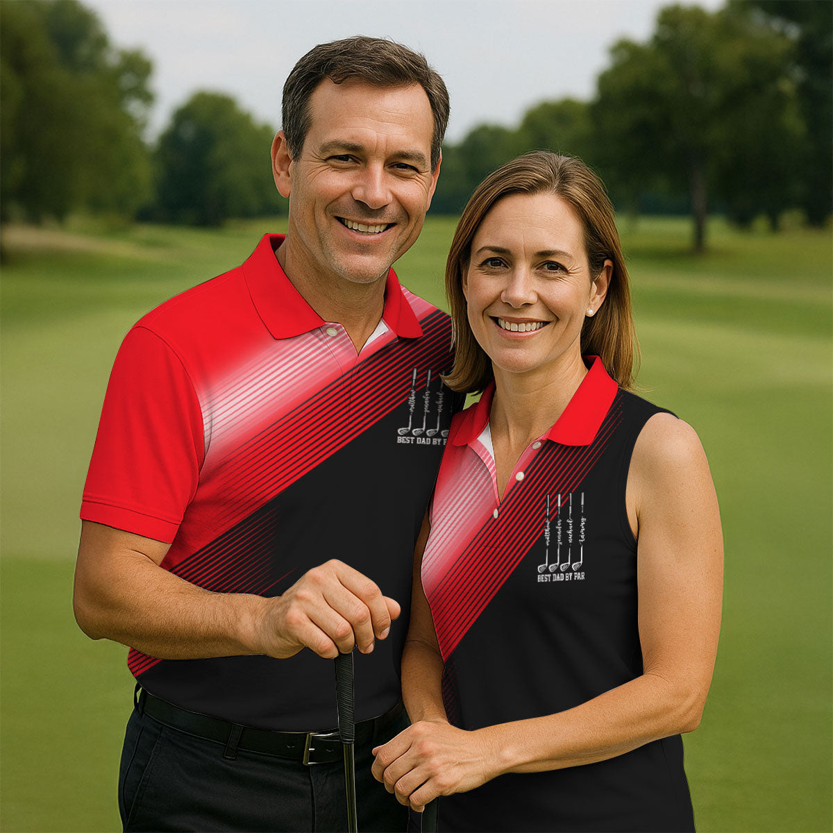 Best Dad By Par Diagonal Striped Father's Day Golf Shirt, Golf Gift For Dad, Polo Shirts For Men