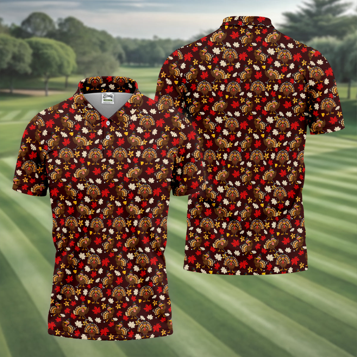 Funny Thanksgiving Turkey Golf Pose Golf Tops For Men, Polo Shirts For Men, Golf Gift For Men