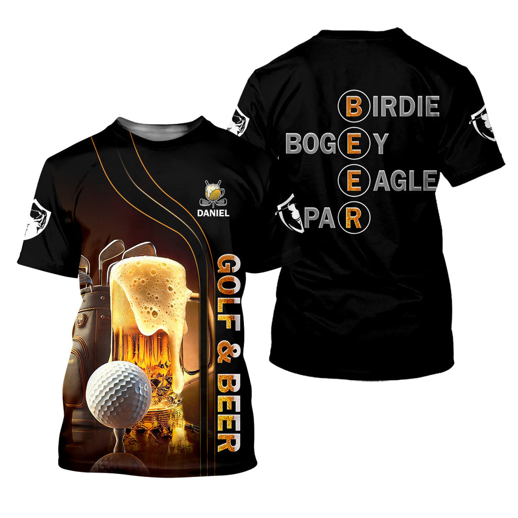 Golf And Beer Custom Men's Golf Polo ShirtFunny Golf Shirt, Gift For Golfers