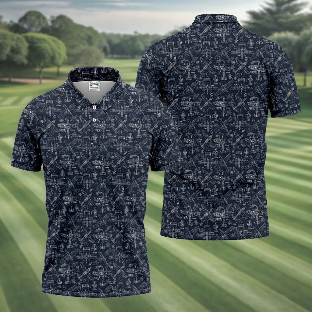 Aircraft Models Airplane Blueprints Golf Tops For Men, Polo Shirts For Men, Golf Shirts For Men