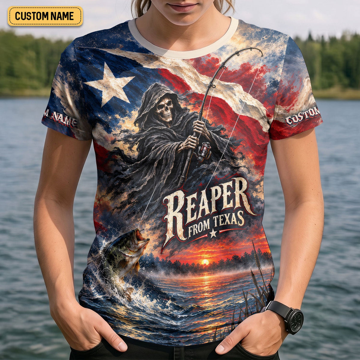 Reaper From Texas Bass Fishing UPF Shirt, Fishing Jersey, Fishing Apparel For Women