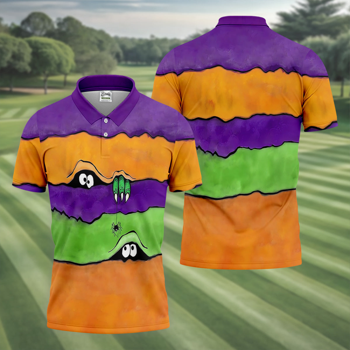 Funny Halloween Peeping Eyes Polo Shirts For Men, Golf Tops For Men, Halloween Golf Shirt