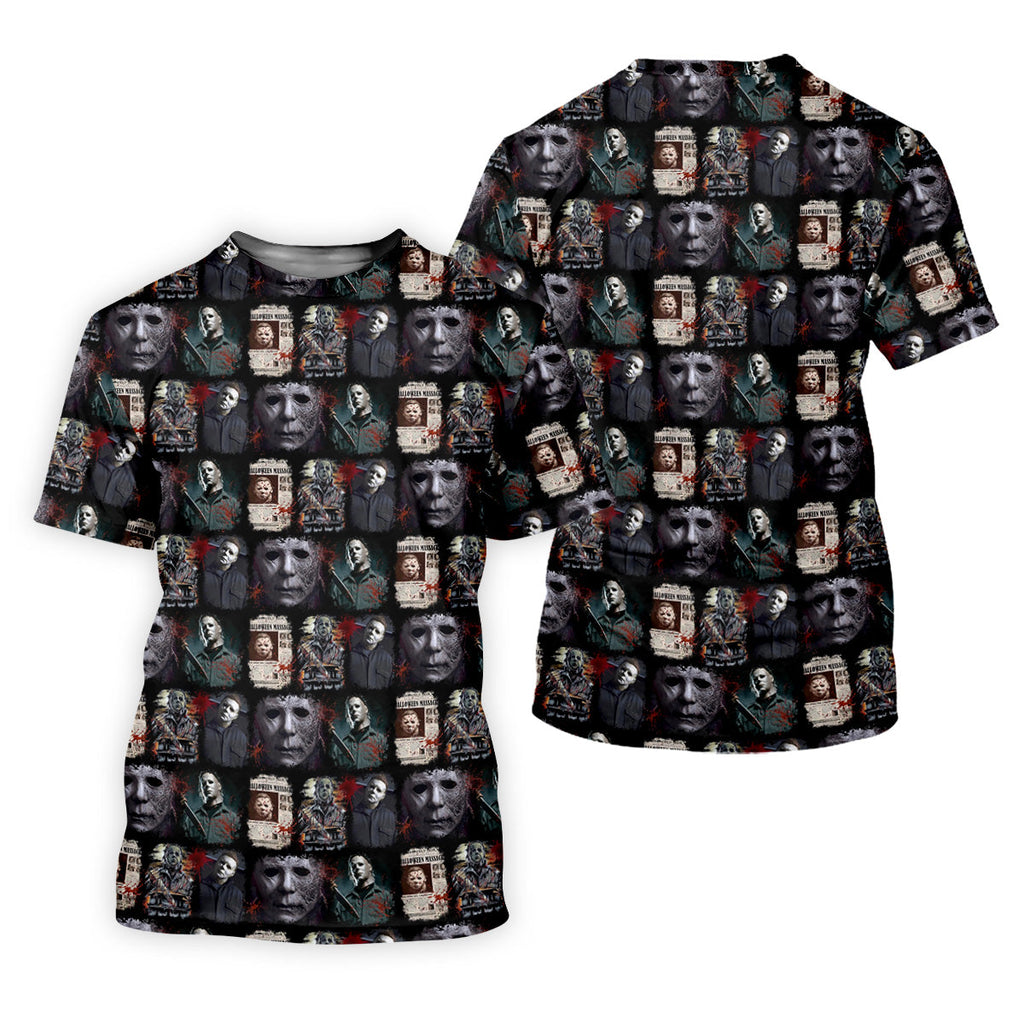 Michael Halloween Fun Men's Golf Polos, Classic Horror Characters Men Polo, Horror Movie Shirt
