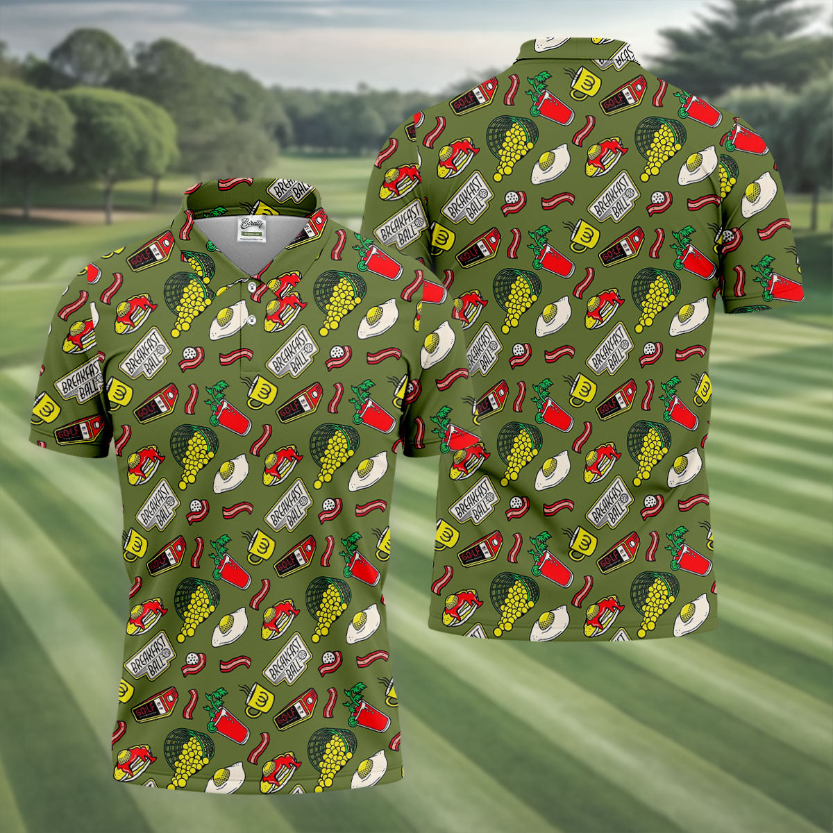 Breakfast Balls Golf Tops For Men, Men's Funny Golf Shirts, Golf Shirts For Men, Polo Shirts For Men