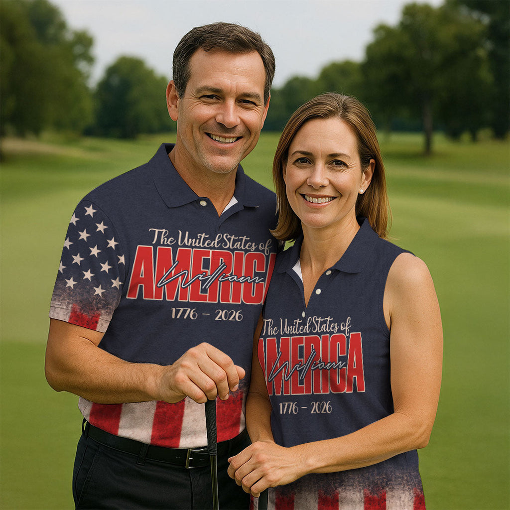 God Bless America Faith Cross Bald Eagle Patriotic Golf Shirt, 250 Years Golf Shirts For Men