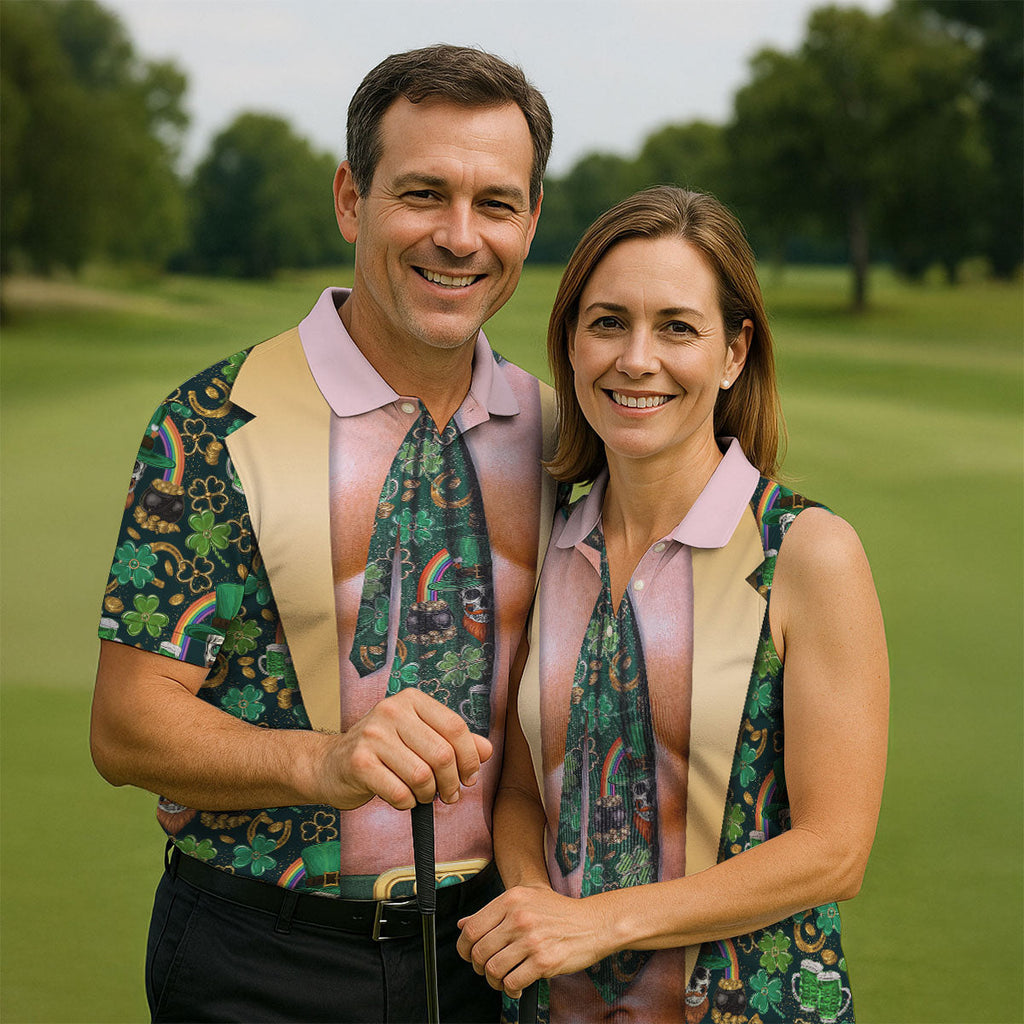 Funny Costume Shamrock St Patrick's Day Golf Shirt, Performance Golf Shirt, Polo Shirts For Men