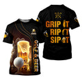 Grip It Rip It Sip It Golf Beer Shirt, Fun Golf Shirts For Men, Funny Golf Polo ShirtDad Golf Gifts