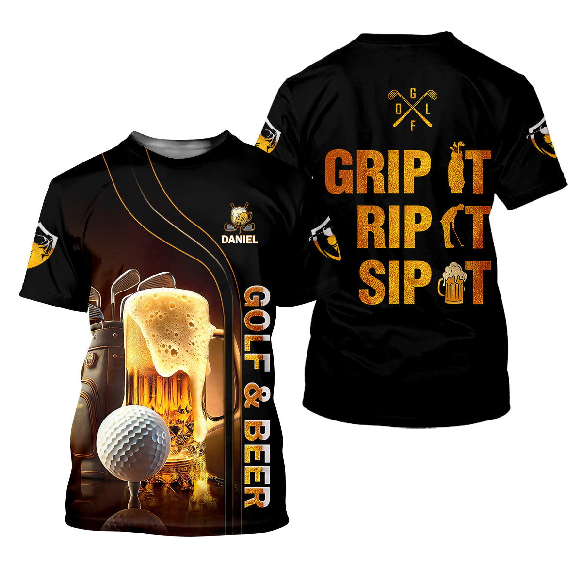 Grip It Rip It Sip It Golf Beer Shirt, Fun Golf Shirts For Men, Funny Golf Polo ShirtDad Golf Gifts