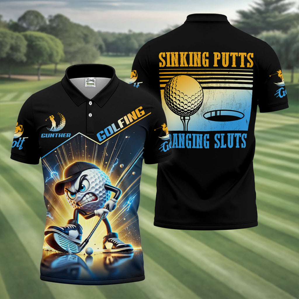 Sinking Putts Banging Sluts Fun Golf Shirt, Golf Tops For Men, Golf Shirts For Men, Golf Gift For Men