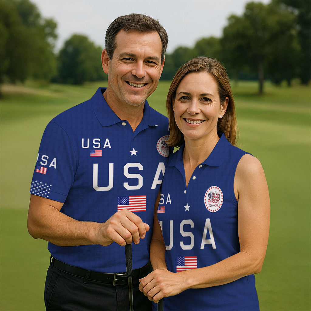 Free For 250 Years Patriotic Golf Shirt, 4th Of July Golf Shirt, 250th Anniversary Polo Shirts For Men