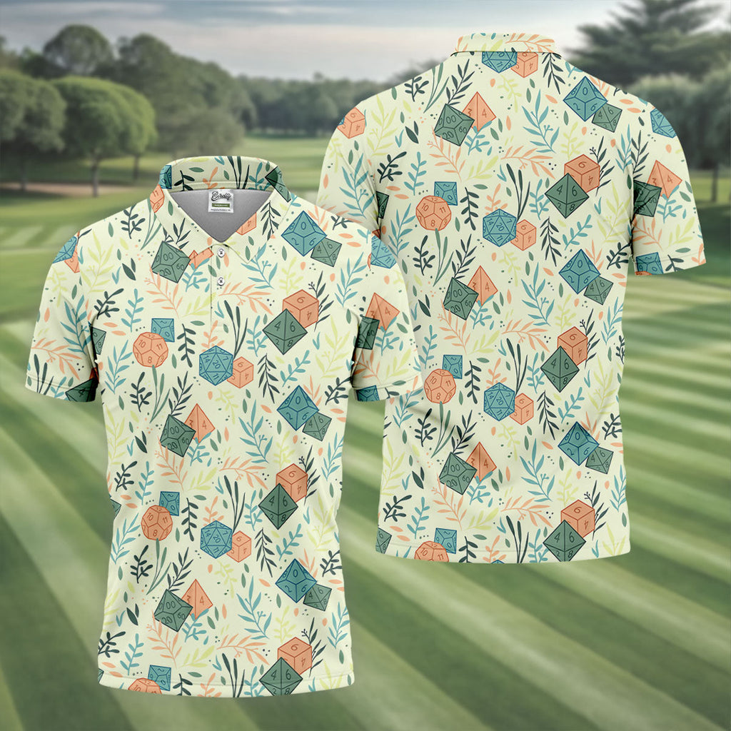 Polyhedral Dice Dragon Game Tropical Vibe Golf Tops For Men, Polo Shirts For Men, Golf Shirts For Men