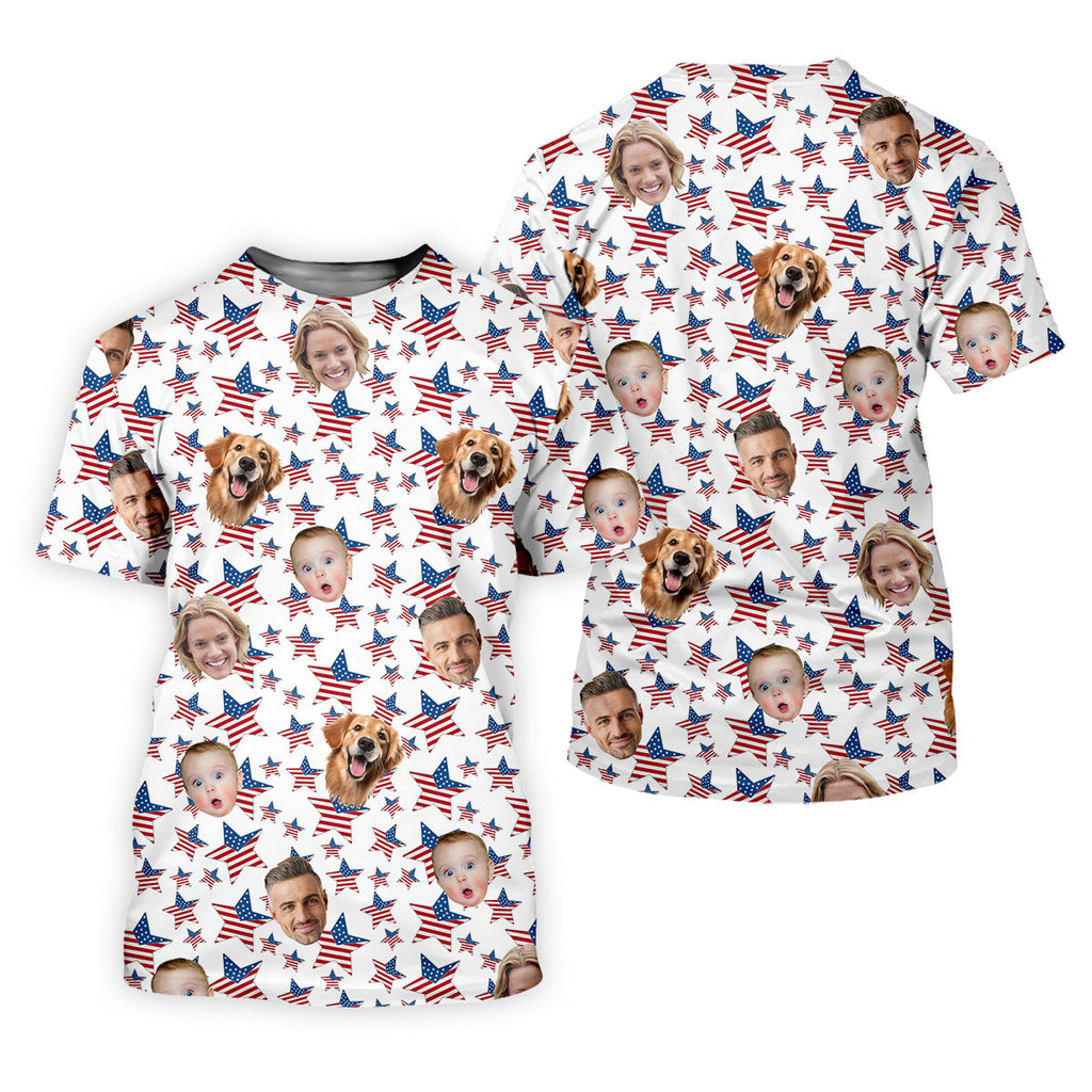 American Flag Golf Shirt, Custom Shirts With Faces, Men's Golf Polo Shirt, Funny Fourth Of July Shirts