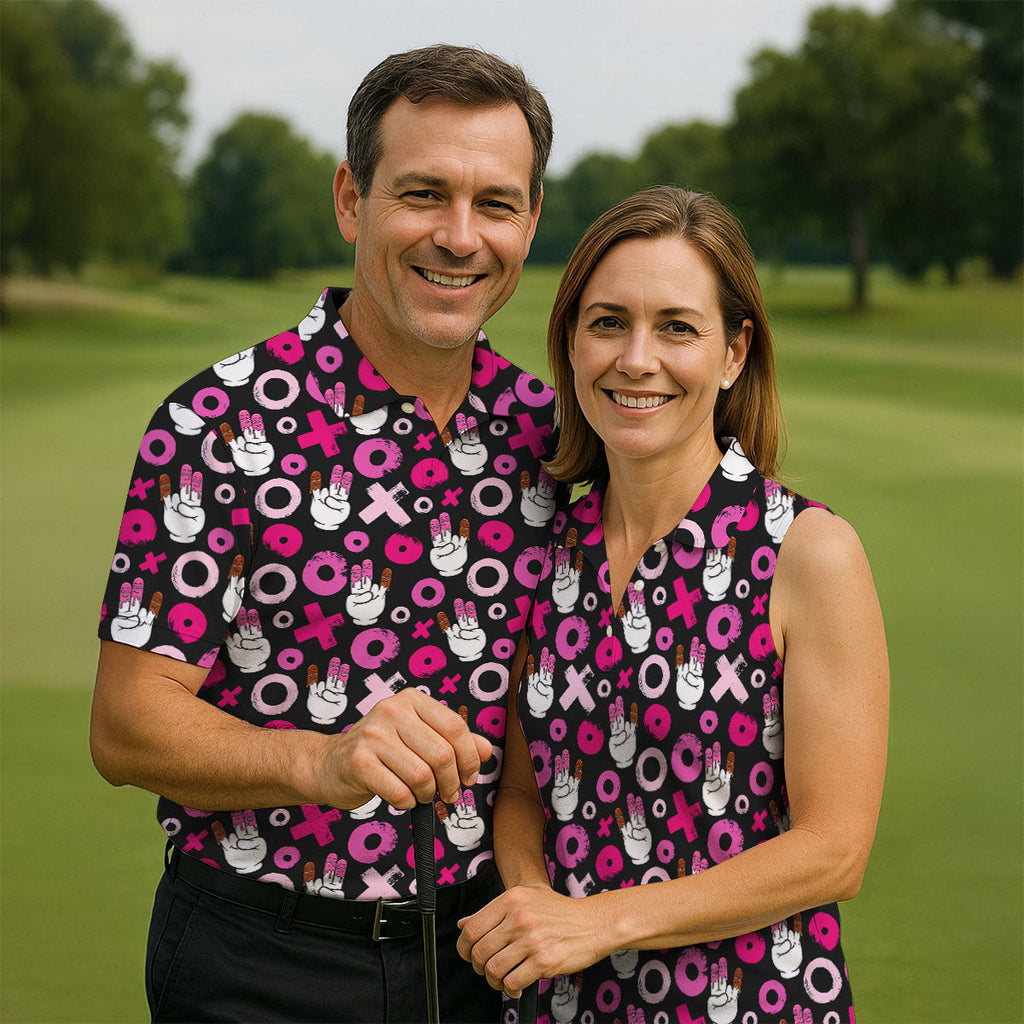 Chocolate Fingers Adult Humor XOXO Fun Golf Shirts For Men, Valentines Golf Gift, Polo Shirts For Men
