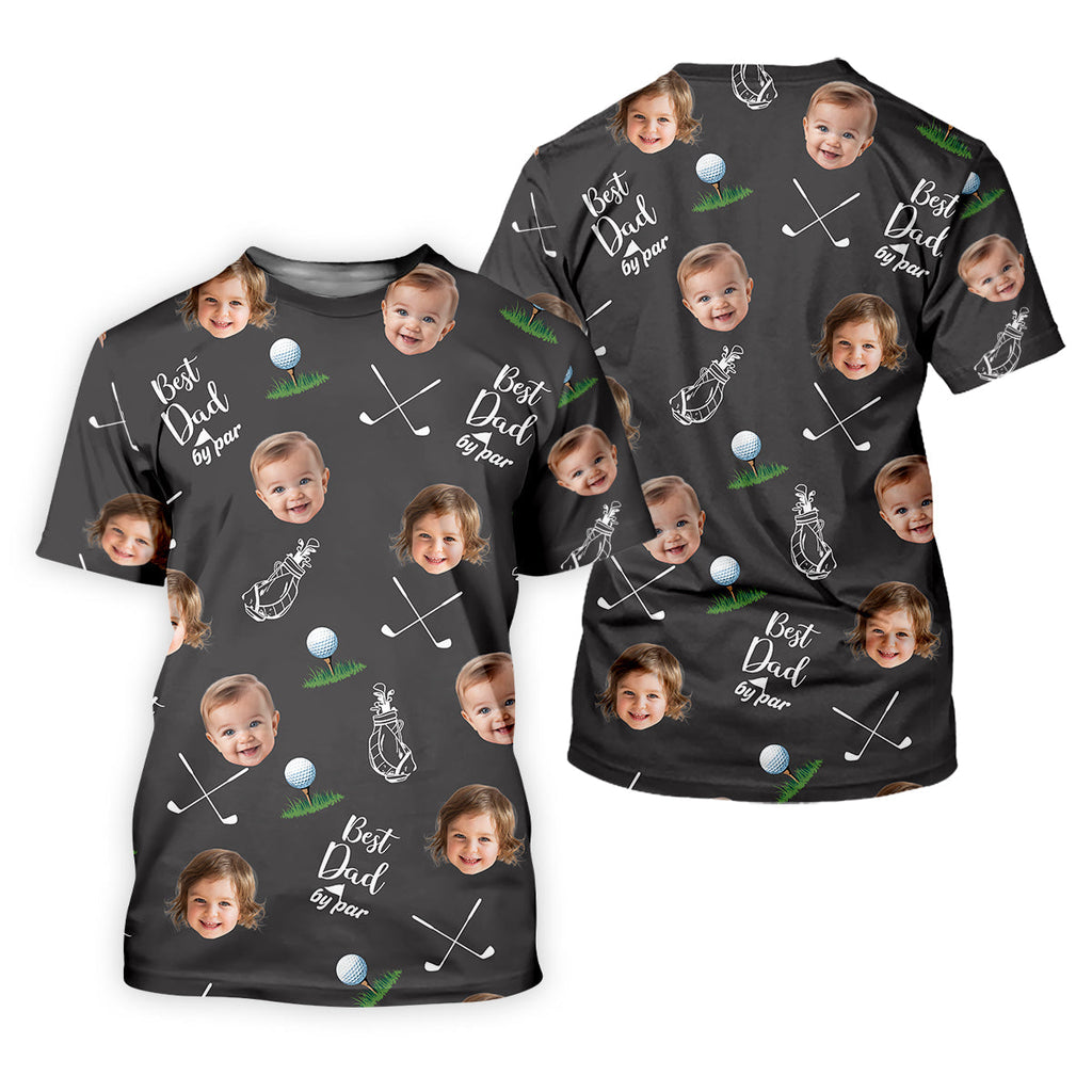 Best Dad By Par Custom Photo Golf Shirt, Fun Golf Shirt, Christmas Golf Gift