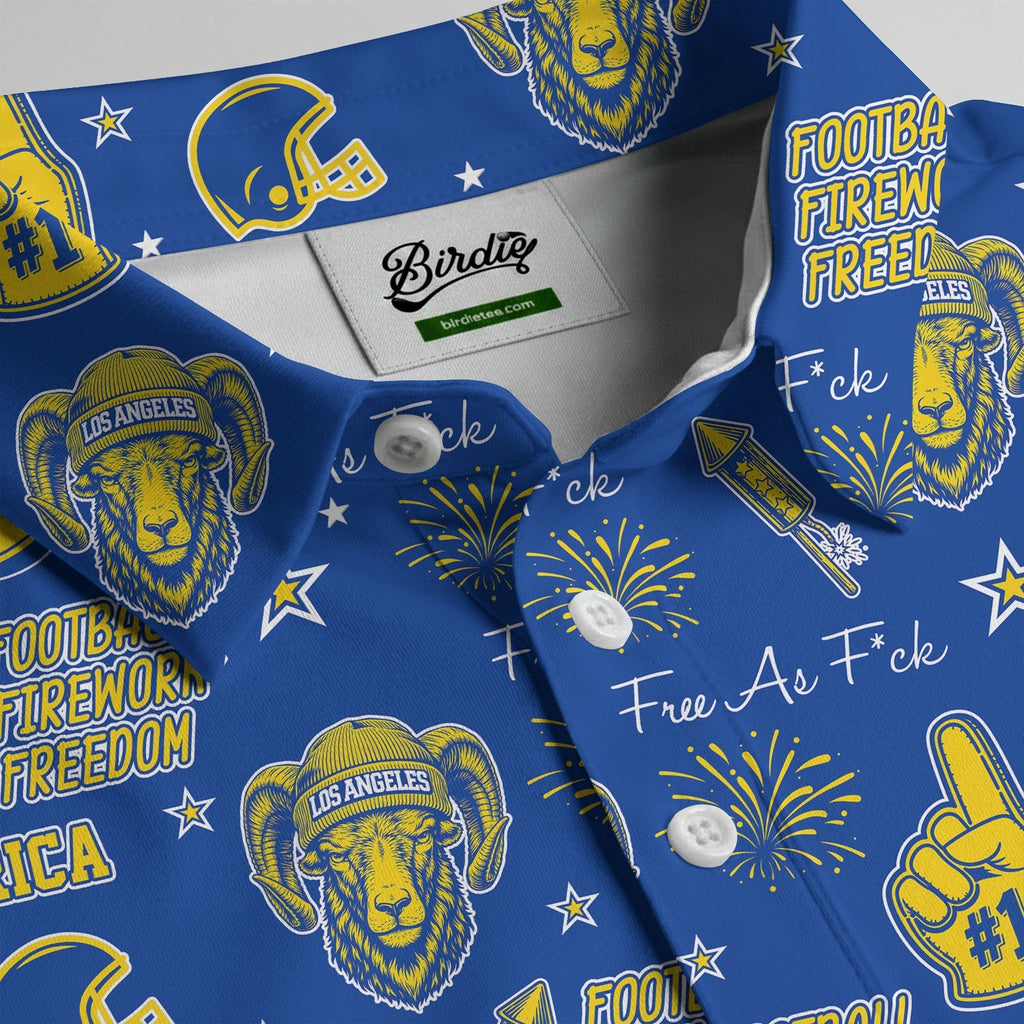 Ram Head Royal Blue And Gold Sport Polo, American Football League Gift Ideas For Football Fans