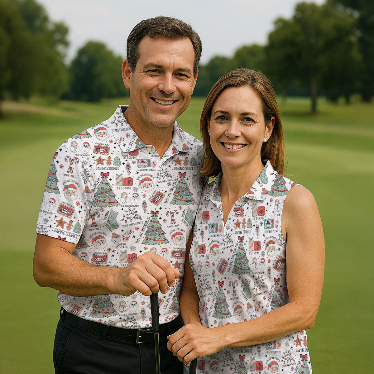 Tis The Season Santa Claus White Men's Golf Polo Shirts, Christmas Golf Shirt, Polo Shirts For Men