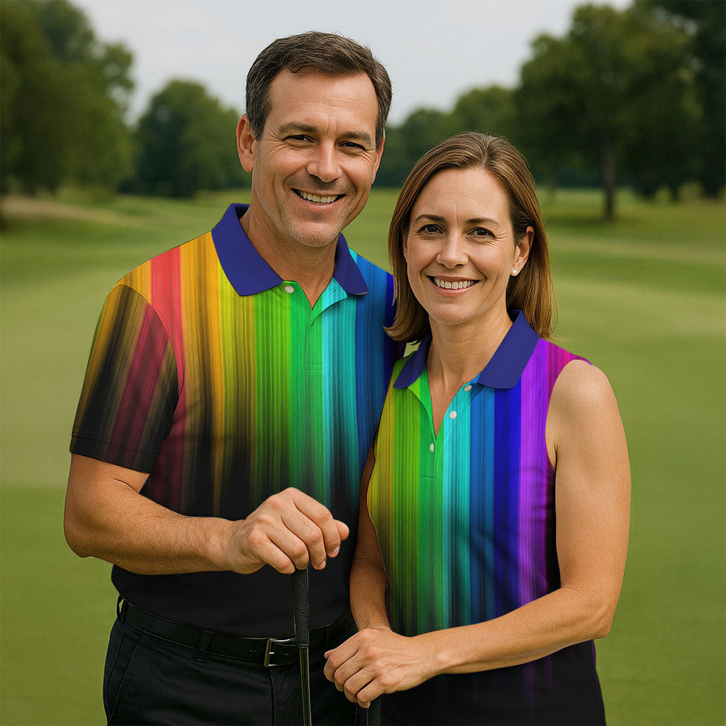 Rainbow Gradient LGBT Support Golf Tops For Men, Gay Pride Month Celebrate Golf Shirts For Men