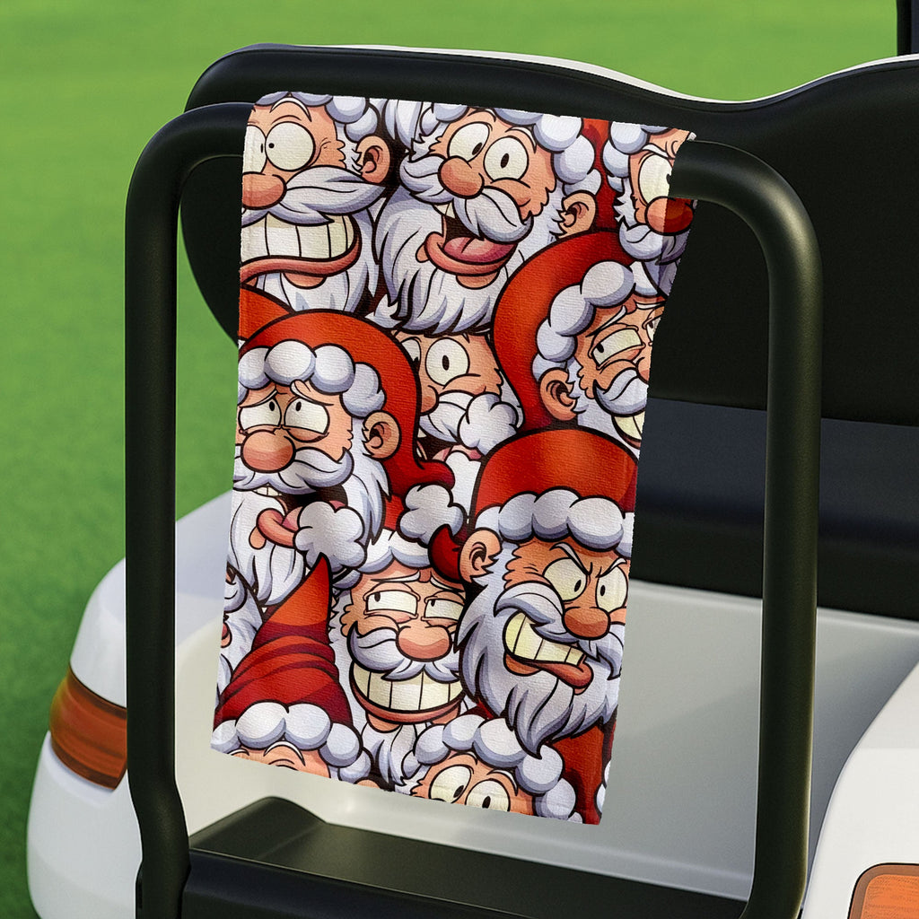 Santa Claus Face Funny Golf Towels, Golf Gift Ideas, Golfing Accessories, Christmas Golf Gift
