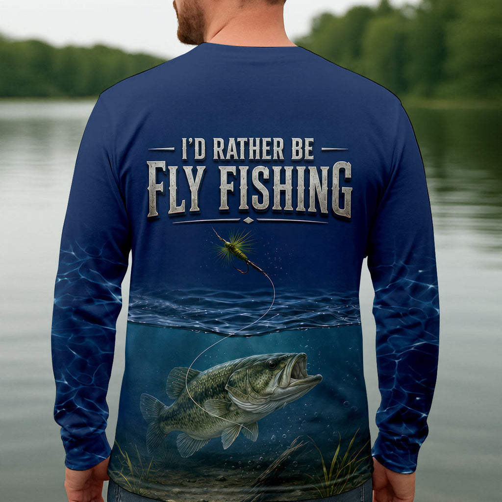 I'd Rather Be Fly Fishing UPF Shirt, Long Sleeve Fly Fishing Shirt, Mens Fishing Shirt