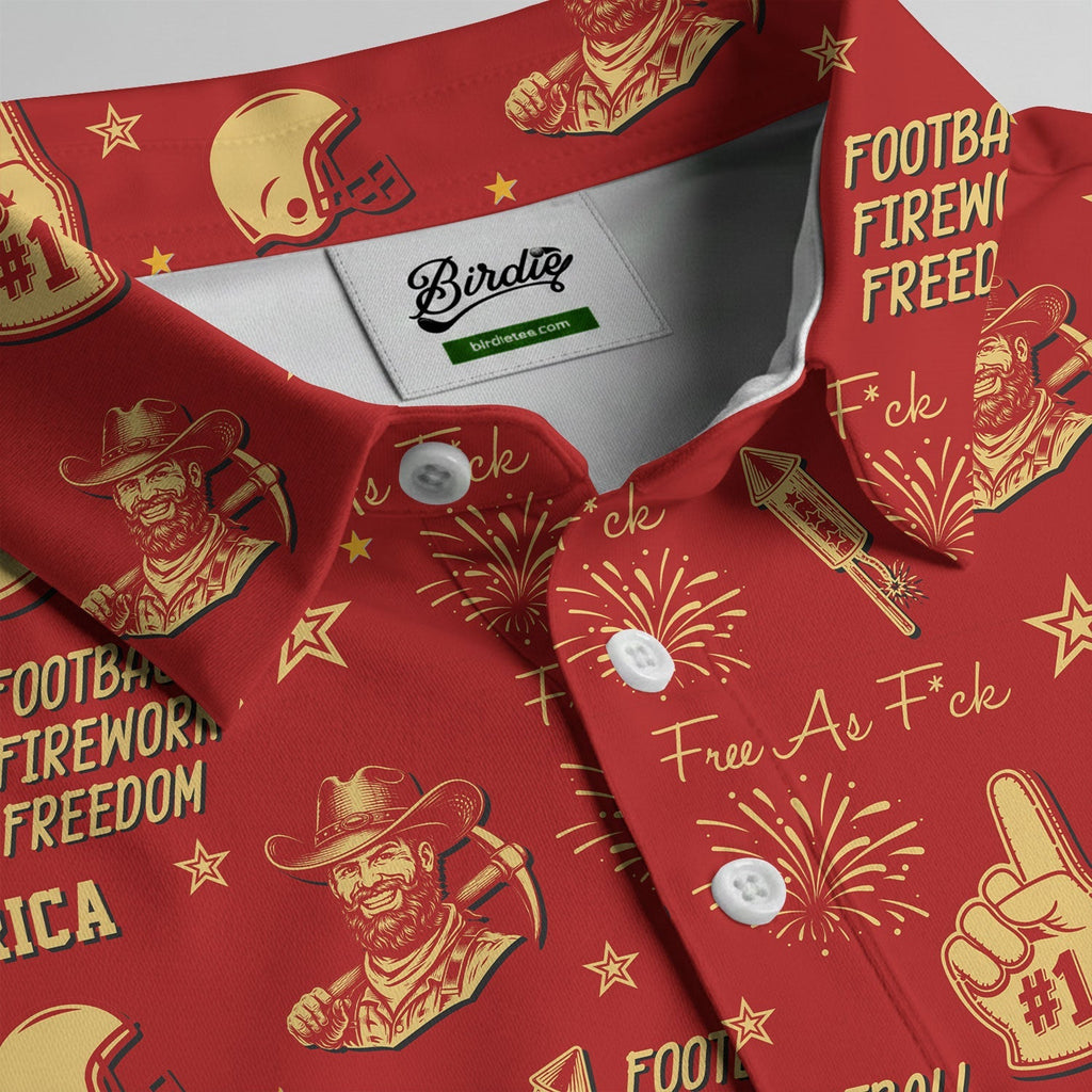 Cowboy Football American Patriotism Red And Gold Sport Polo, American Football League Gift Ideas For Football Fans