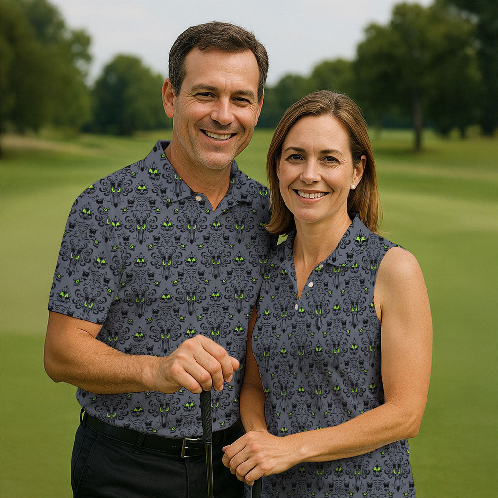 Haunted Mansion Hitchhiking Ghosts Halloween Golf Shirt, Halloween Gift Idea, Ladies Golf Shirts
