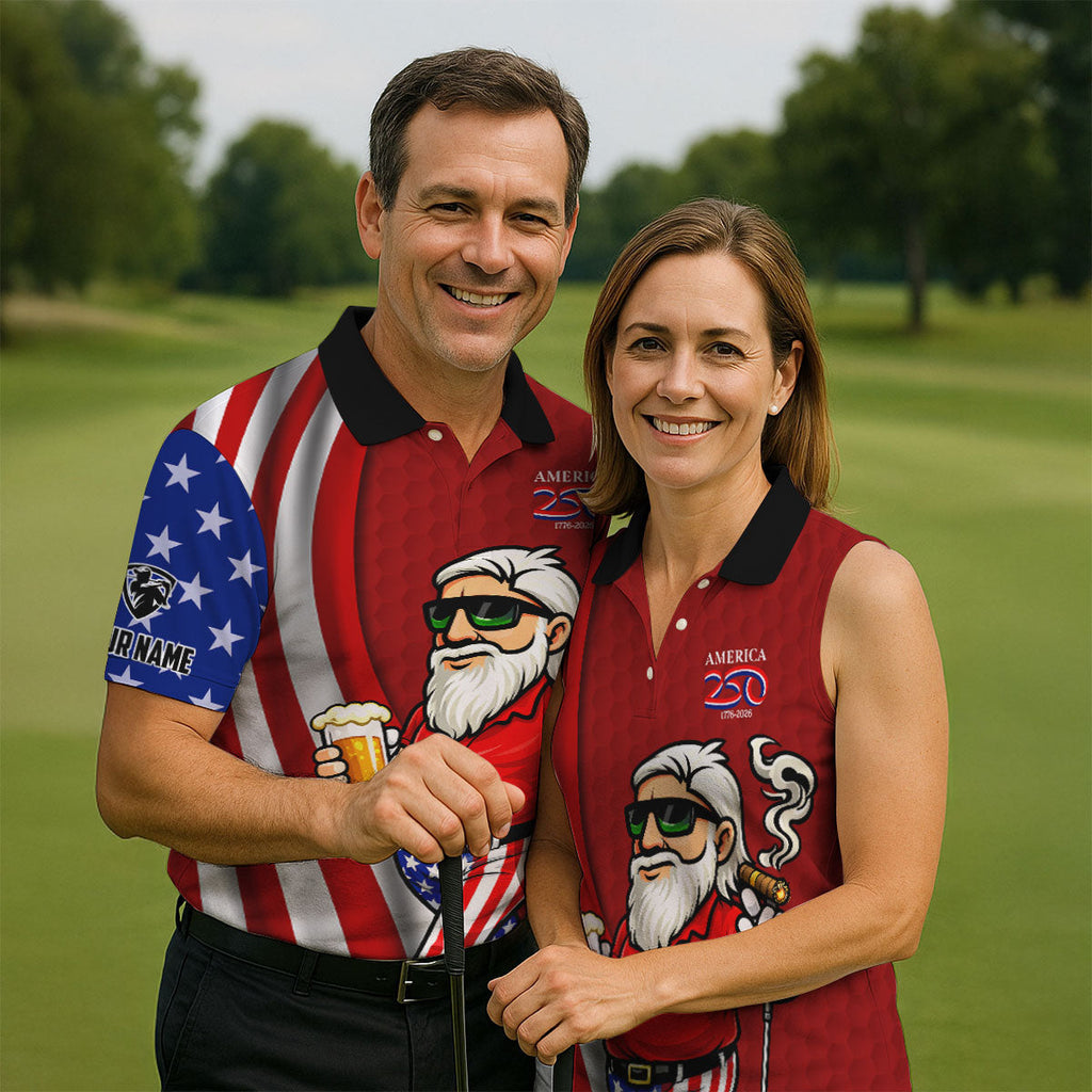 America 250 Patriotic Man 4th Of July Red Golf Shirt, Golf And Beer Golf Shirts For Men