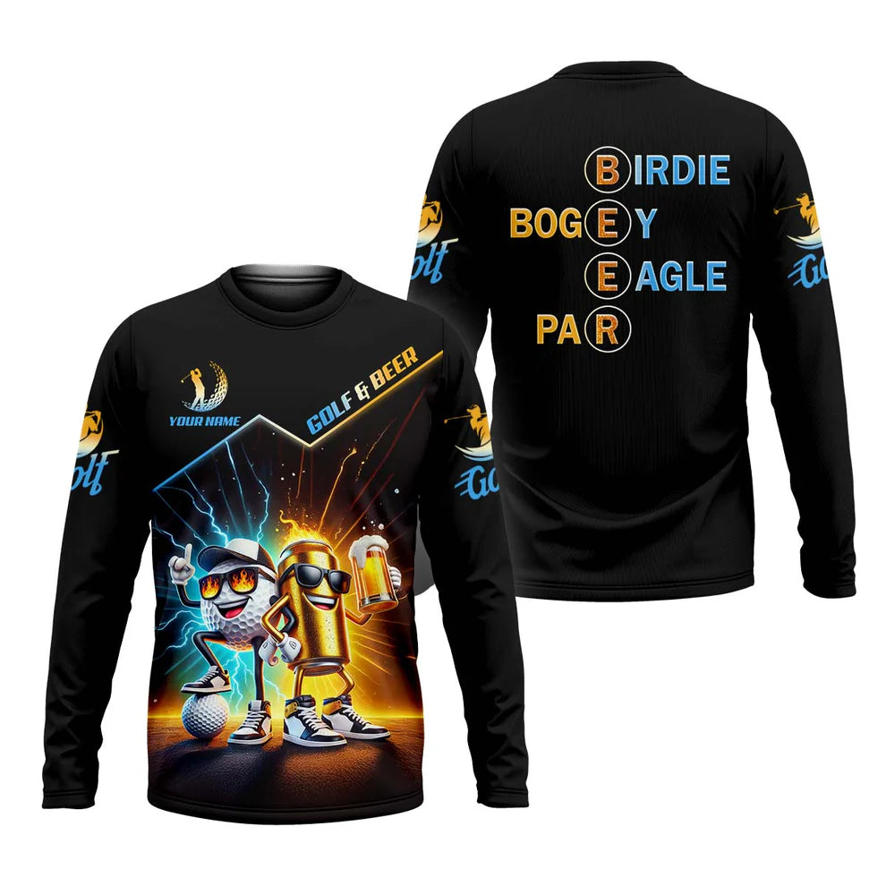 Personalized Beer And Golf Funny Golf Shirt, Golfing Apparel, Golf Gift For Men, Funny Golf Shirt