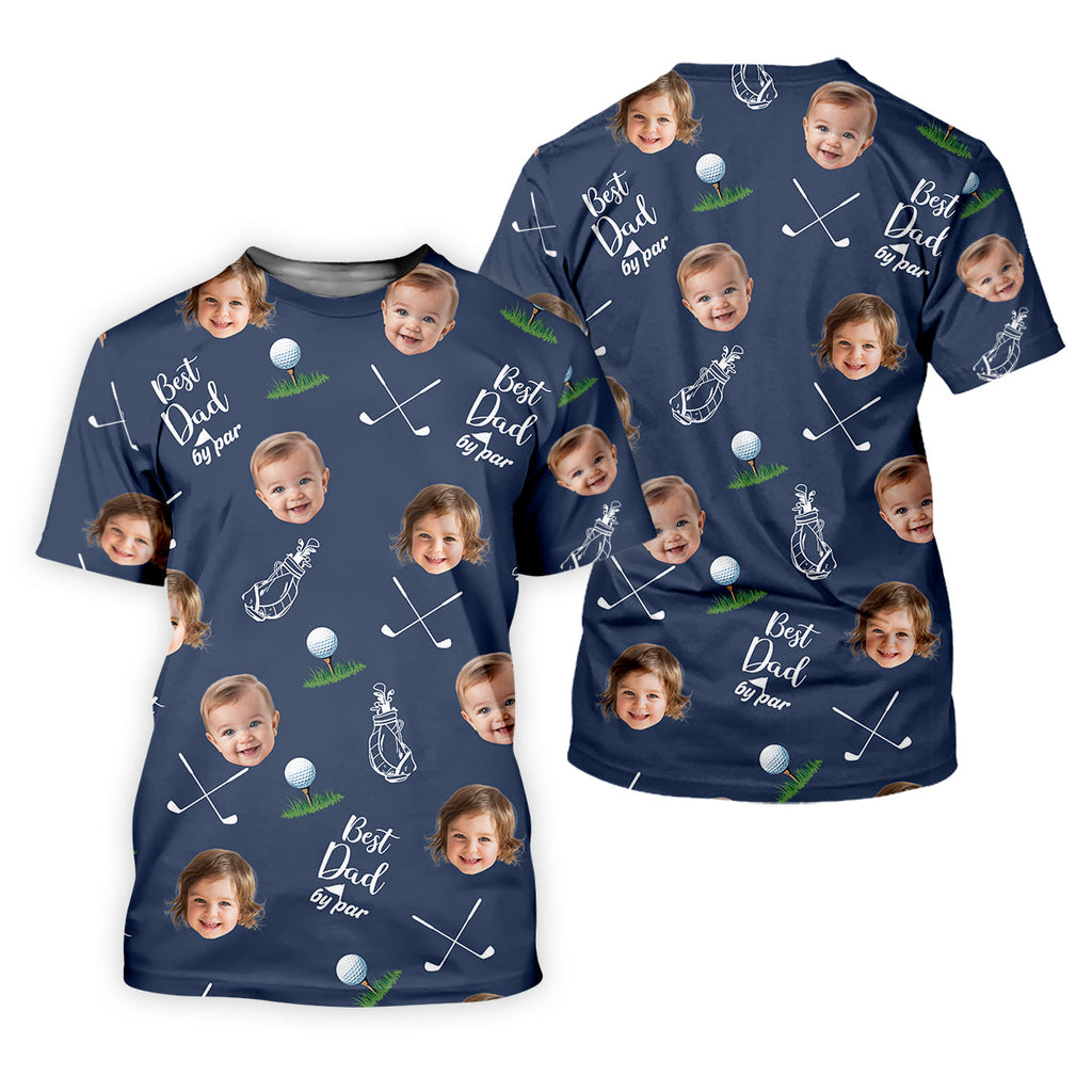 Best Dad By Par Custom Photo Golf Shirt, Fun Golf Shirt, Best Golf Gift For Dad, Dad Golf Gift