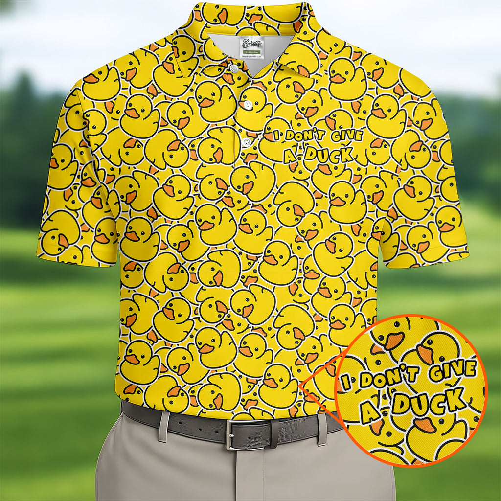 I Don't Give A Duck Yellow Rubber Duck Hawaiian Golf Shirt, Men's Funny Golf Shirts