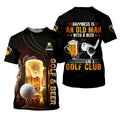 Happiness Is An Old Man With A Beer And A Golf Club Custom Funny Golf Polo ShirtDad Golf Gifts